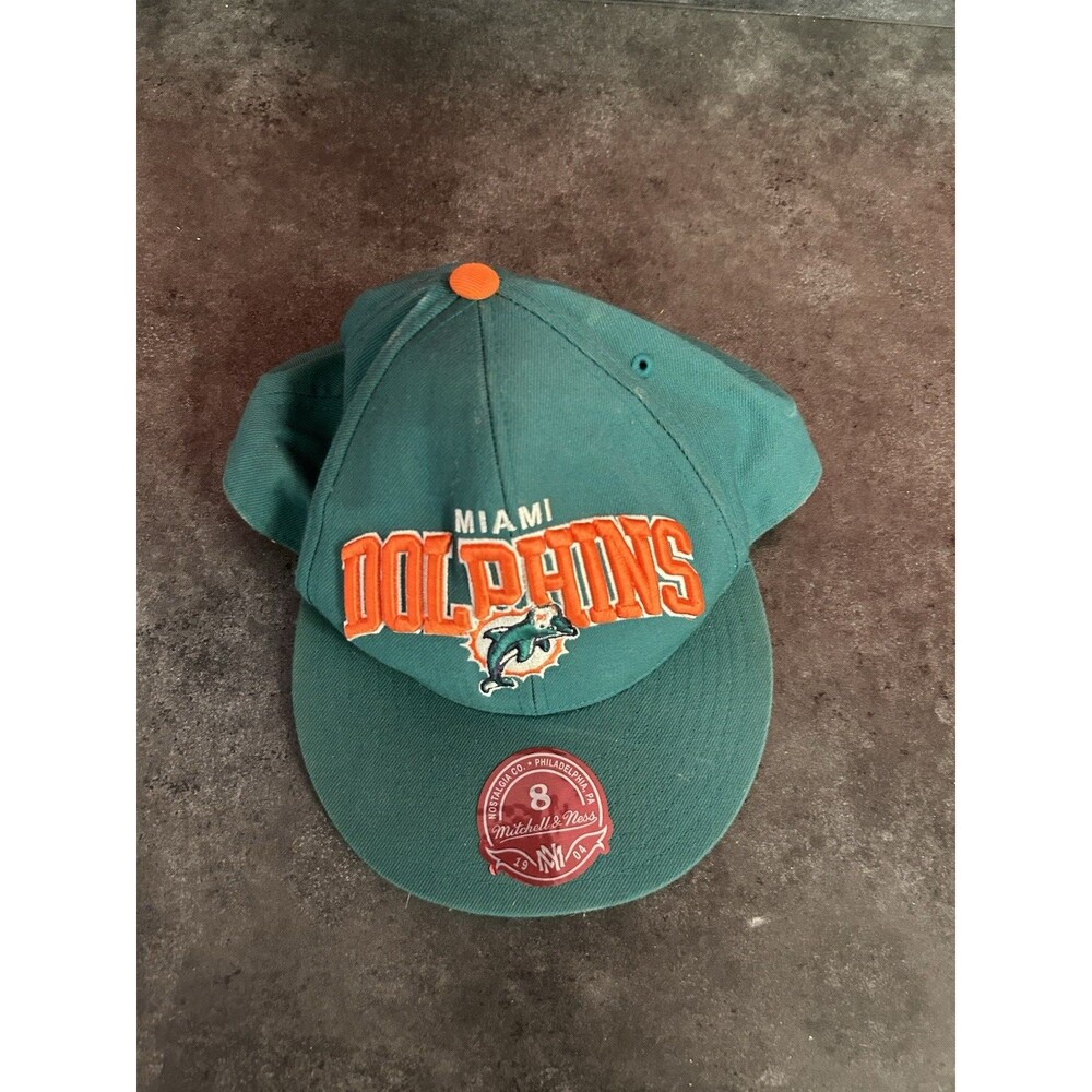 Miami Dolphins Mitchell & Ness Throwback Logo Hat Cap NFL Fitted Men size 8
